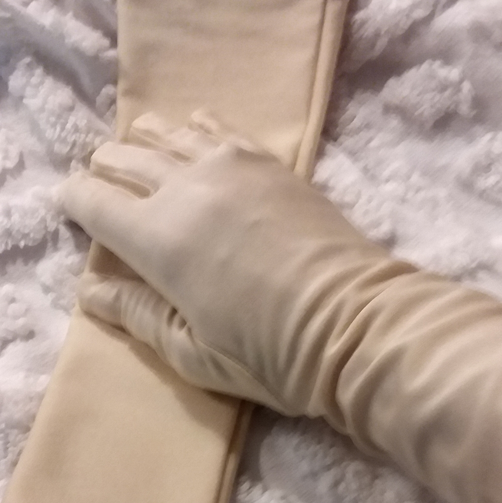 Beautiful elbow long dress gloves khaki color